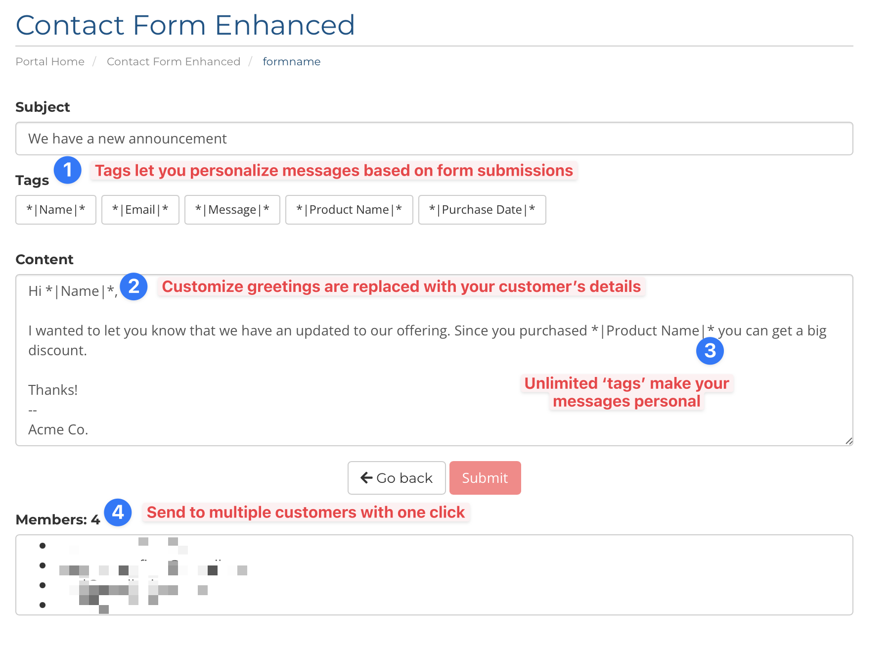 Mass Emails with Contact Forms Enhanced